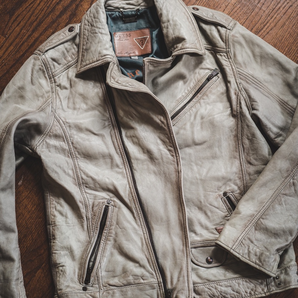 Vintage Guess Jeans Leather Biker Jacket - M